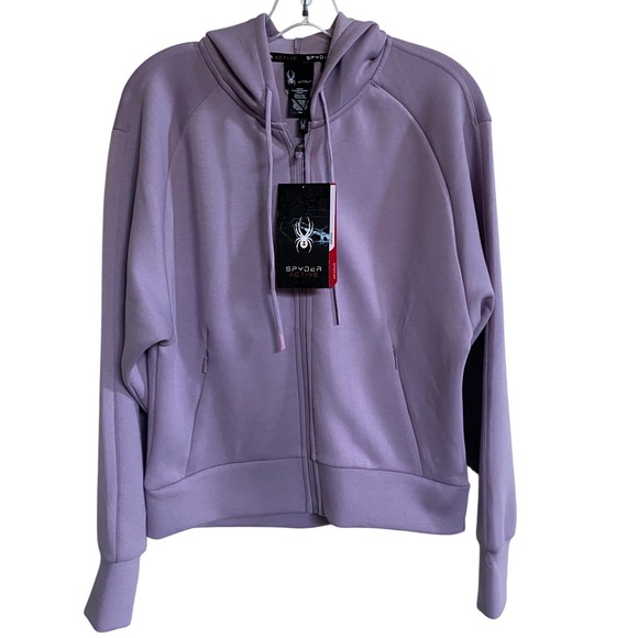 Spyder Women's Active Side Pockets Zip Up Hoodie w/Thumb Holes Lavender NWT - M - Picture 1 of 11